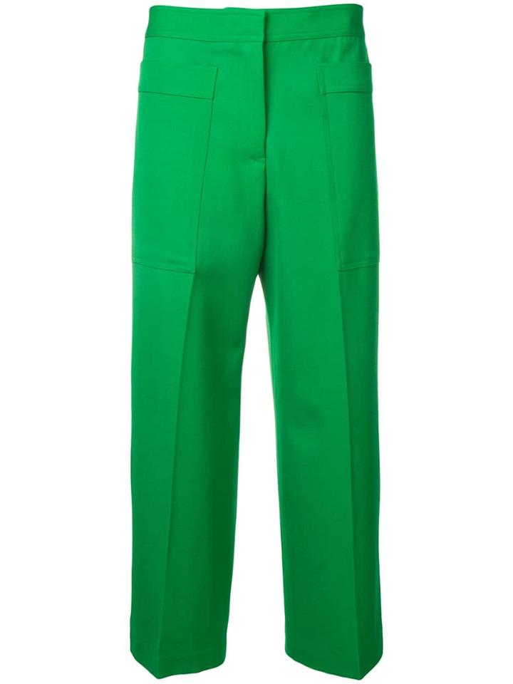 Jil Sander High Rise Cropped Trousers - Green