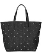 Red Valentino Star Studded Tote, Women's, Black, Cotton/leather/metal