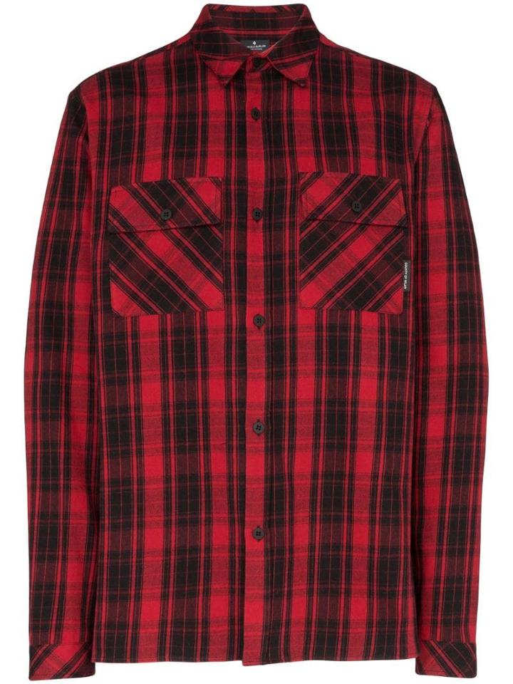 Marcelo Burlon County Of Milan Embroidered-wings Checked Shirt