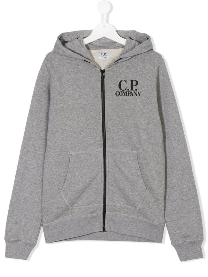 Cp Company Kids Teen Zip-up Goggle Hoodie - Grey