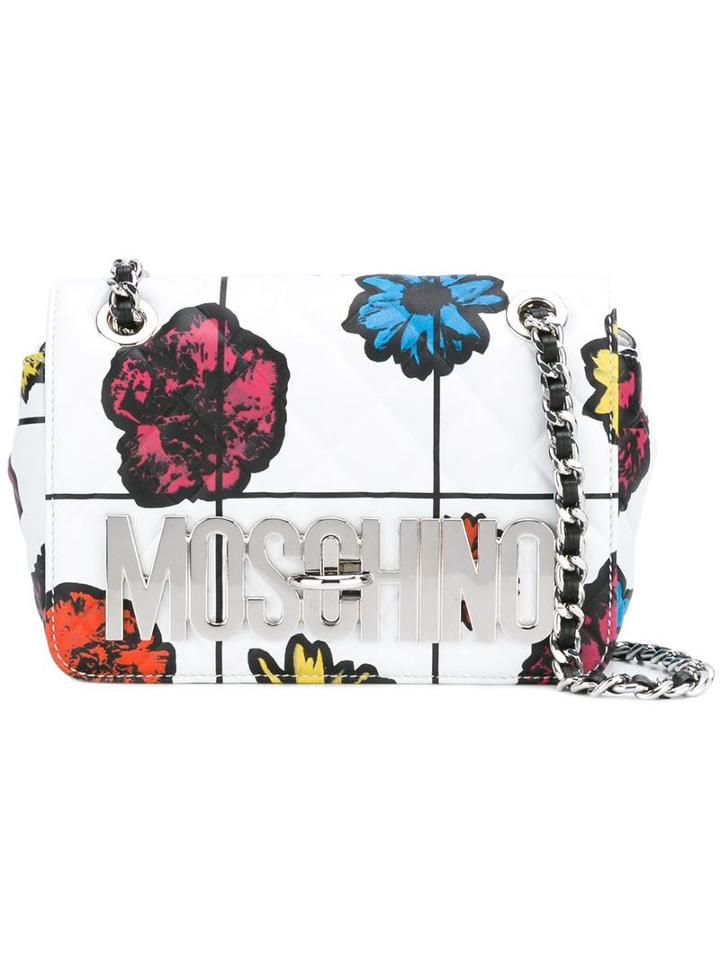Moschino Floral Quilted Crossbody Bag, Women's, White