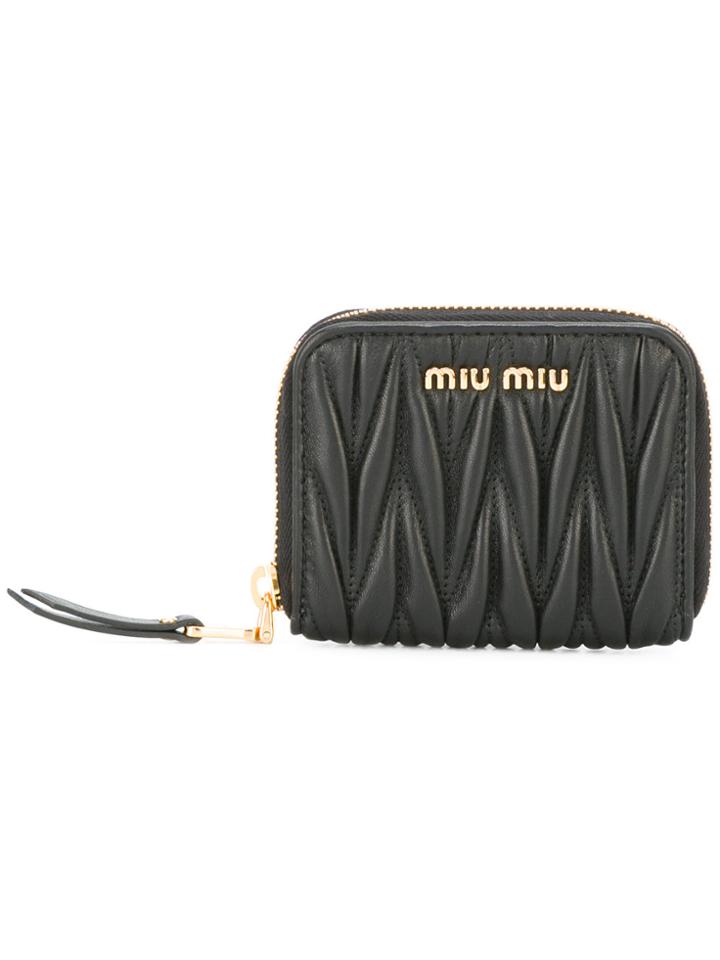 Miu Miu Textured Zip Purse - Black