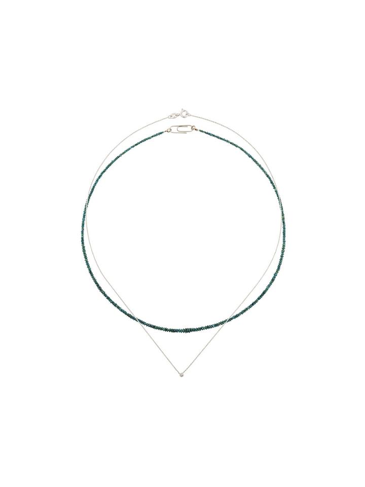 Uzerai Edits Blue Diamond Necklace Set - Green