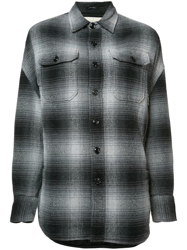 R13 Dropped Shoulder Plaid Shirt - Grey