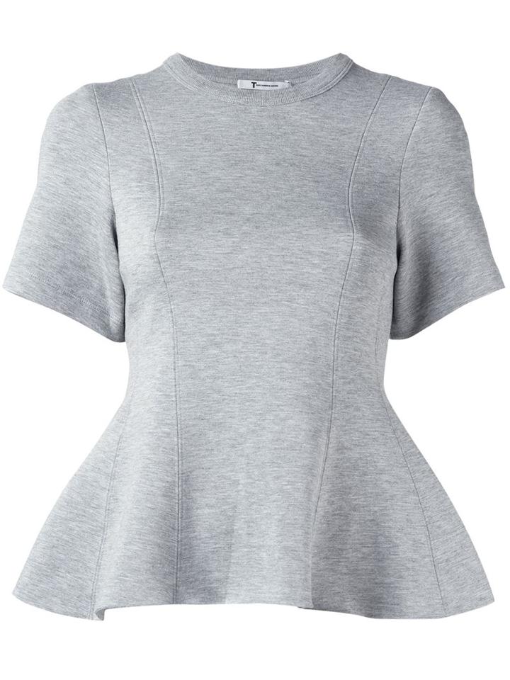 T By Alexander Wang Peplum T-shirt, Women's, Size: Xs, Grey, Rayon/cotton/polyester/spandex/elastane