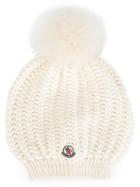 Moncler Cable Knit Bobble Hat - White