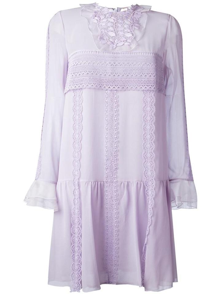 Giambattista Valli Macramé Detail Sheer Dress, Women's, Size: 46, Pink/purple, Silk/polyamide/polyester