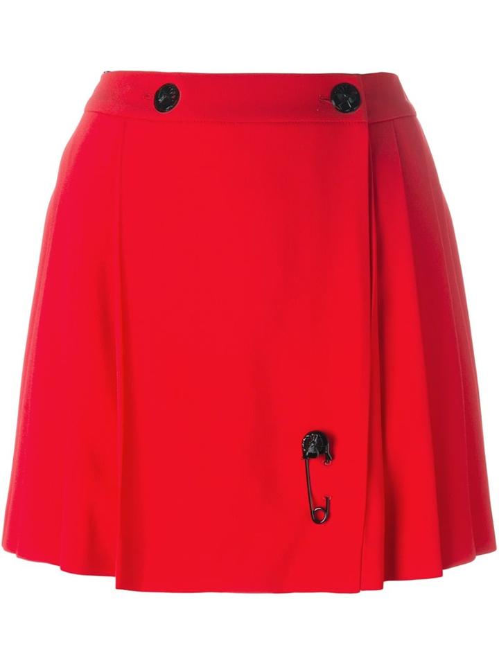 Kenzo Pleated Mini Skirt, Women's, Size: 40, Red, Triacetate/polyester