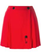 Kenzo Pleated Mini Skirt, Women's, Size: 40, Red, Triacetate/polyester