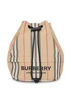 Burberry Logo Print Icon Stripe Nylon Drawcord Pouch - Neutrals