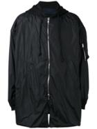 Juun.j Oversized Hooded Coat, Men's, Size: 48, Black, Cotton/nylon/polyester/polyurethane