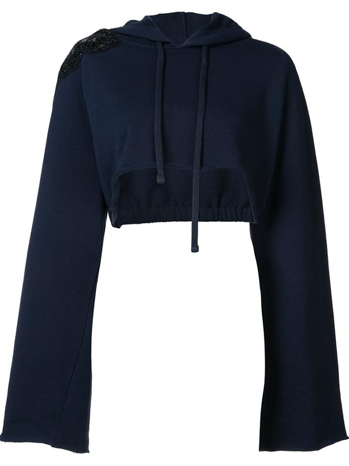 Amen Cropped Hoodie, Women's, Size: 40, Blue, Cotton