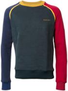 Carven Colour Block Sweatshirt, Men's, Size: Large, Green, Cotton