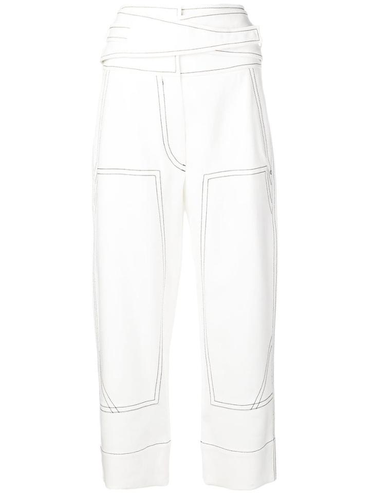Sportmax Contrast Stitching Trousers - White