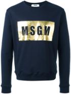 Msgm Logo Print Sweatshirt, Men's, Size: Xl, Blue, Cotton