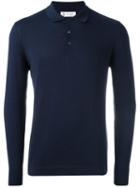 Brunello Cucinelli Long Sleeve Polo Shirt, Men's, Size: 54, Blue, Cotton