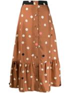Chinti & Parker Polka Dot Midi Skirt - Brown