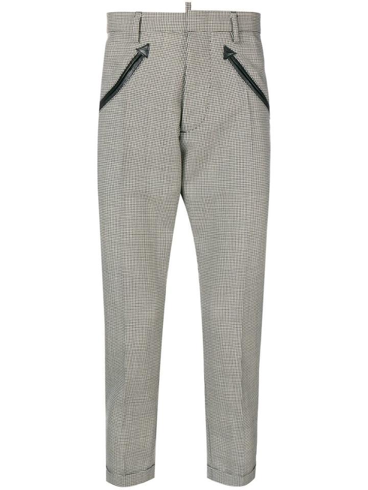 Dsquared2 Arrow Embroidered Checked Trousers - Nude & Neutrals