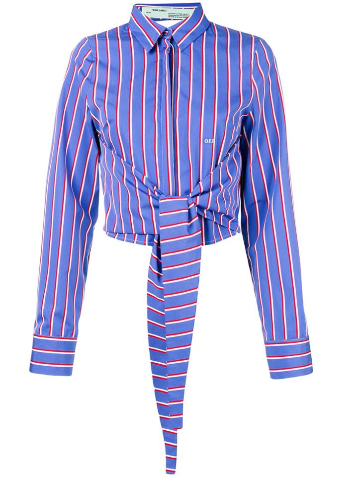 Off-white Tie-waist Striped Shirt - Blue