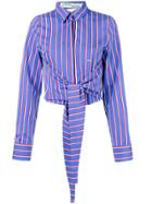Off-white Tie-waist Striped Shirt - Blue
