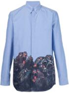 Givenchy Baboon Print Shirt, Men's, Size: 39, Blue, Cotton