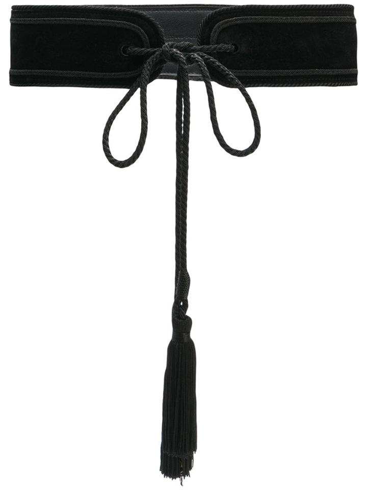 Saint Laurent Whipstitch Trim Belt - Black