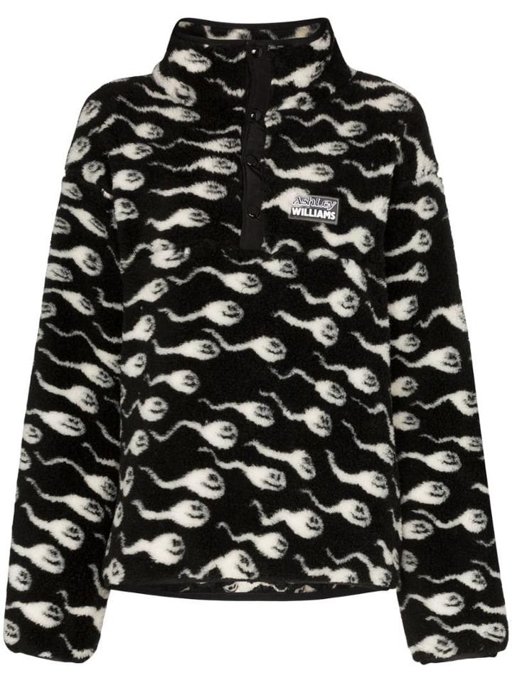 Ashley Williams Sperm-print Fleece Sweatshirt - Black