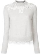 Onefifteen Floral Lace Patch Sweater - Grey