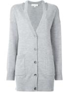 Michael Kors Cut-out Lapels Cardigan, Women's, Size: Medium, Grey, Merino