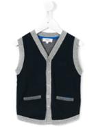 Boss Kids Ribbed Trim Knitted Waistcoat, Toddler Boy's, Size: 4 Yrs, Blue