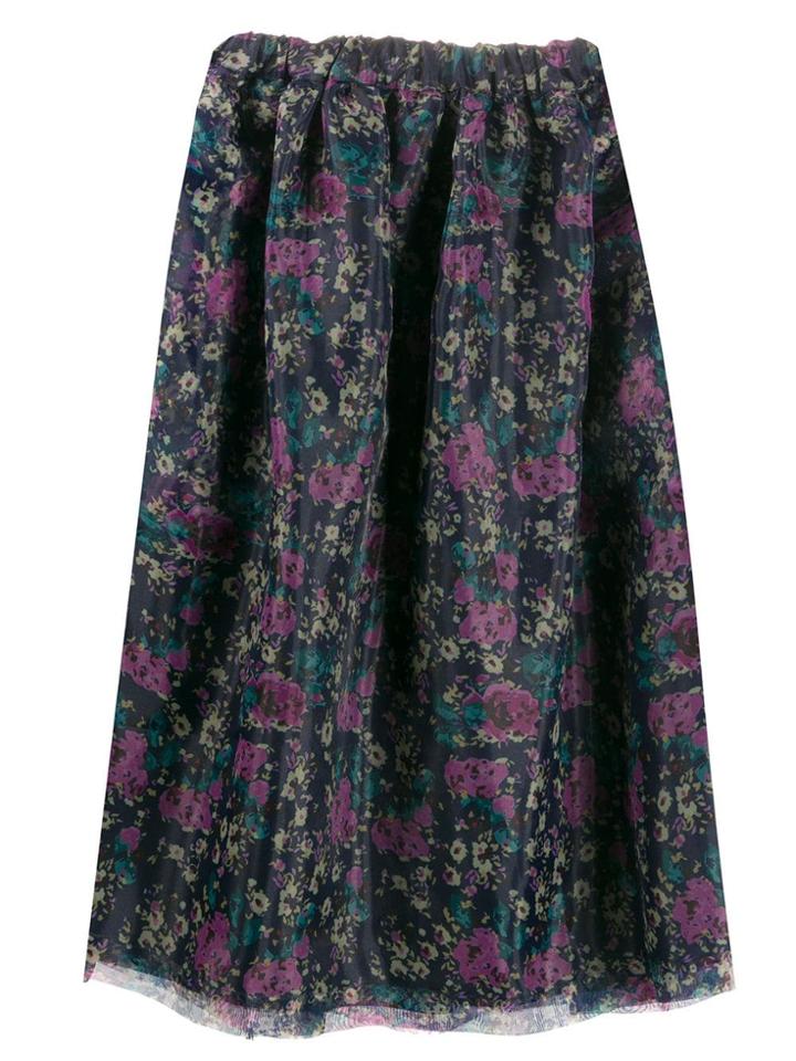 Plan C Floral Print Midi Skirt - Purple