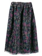 Plan C Floral Print Midi Skirt - Purple