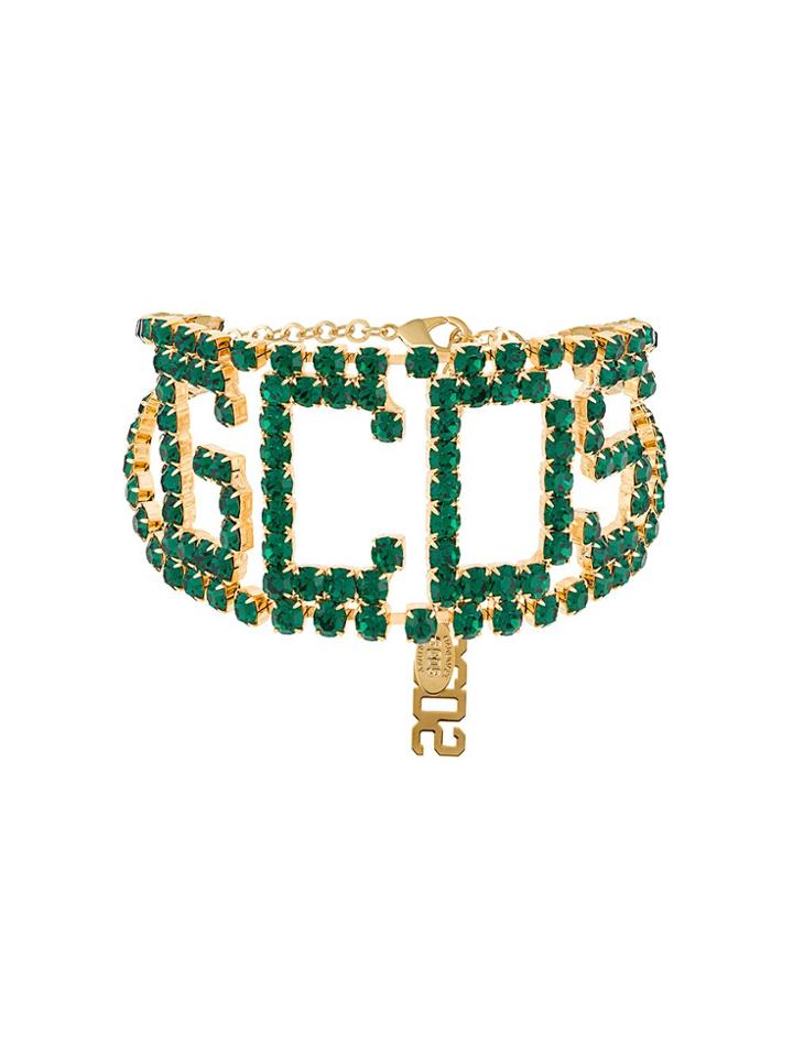 Gcds Logo Strass Choker - Green