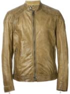 Belstaff Leather Zip Jacket, Men's, Size: 54, Brown, Leather/viscose/cotton