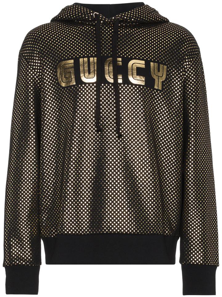 Gucci Guccy Logo Jersey Hoodie - Black