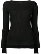 Maison Flaneur Long-sleeve Fitted Top - Black