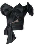 Marchesa Bow-embellished Side-split Blouse - Black
