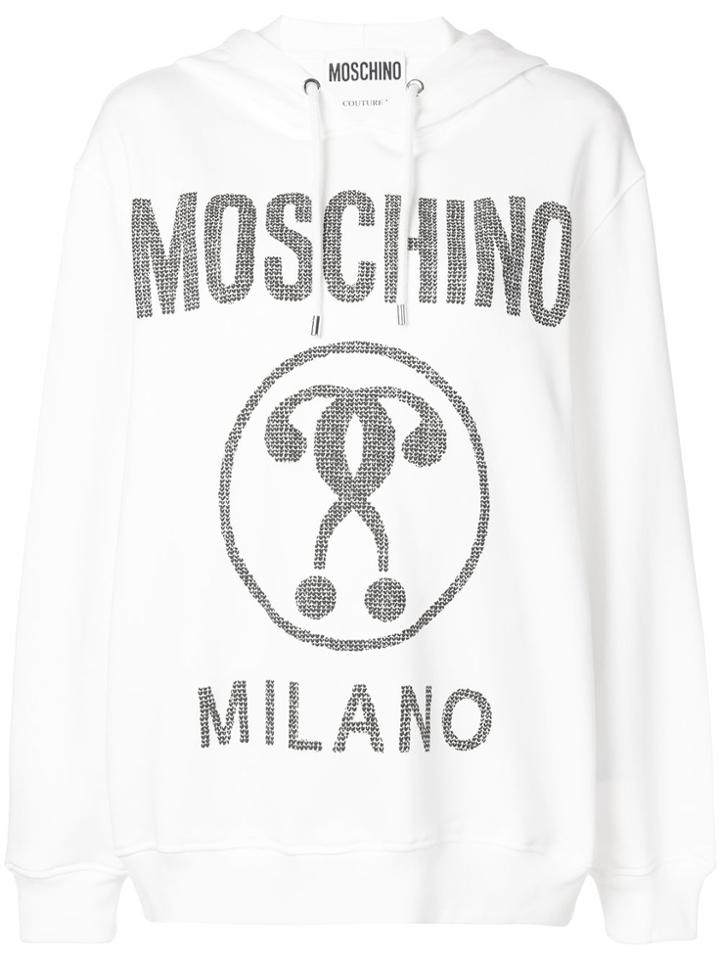Moschino Logo Print Hoodie - White