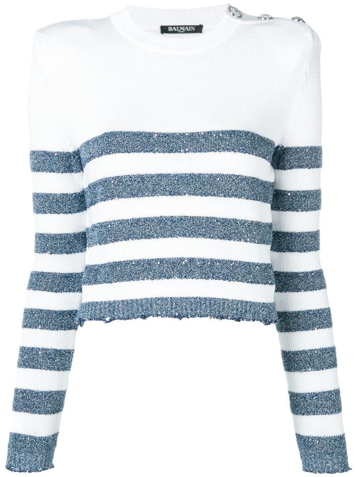 Balmain Striped Sweater - White
