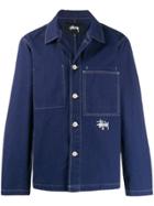 Stussy Open Collar Shirt Jacket - Blue