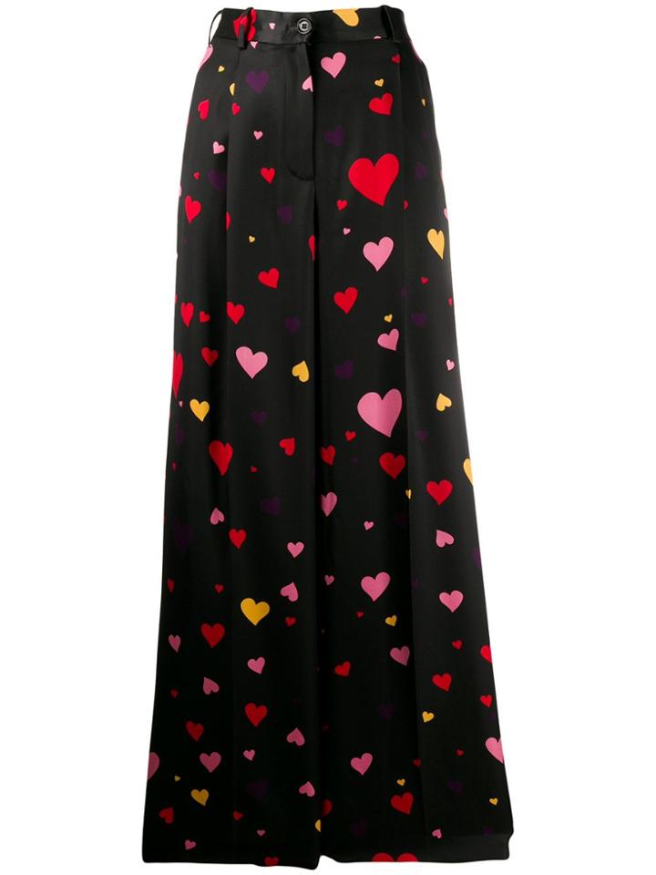 Racil Heart-print Wide-leg Trousers - Black