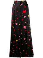 Racil Heart-print Wide-leg Trousers - Black