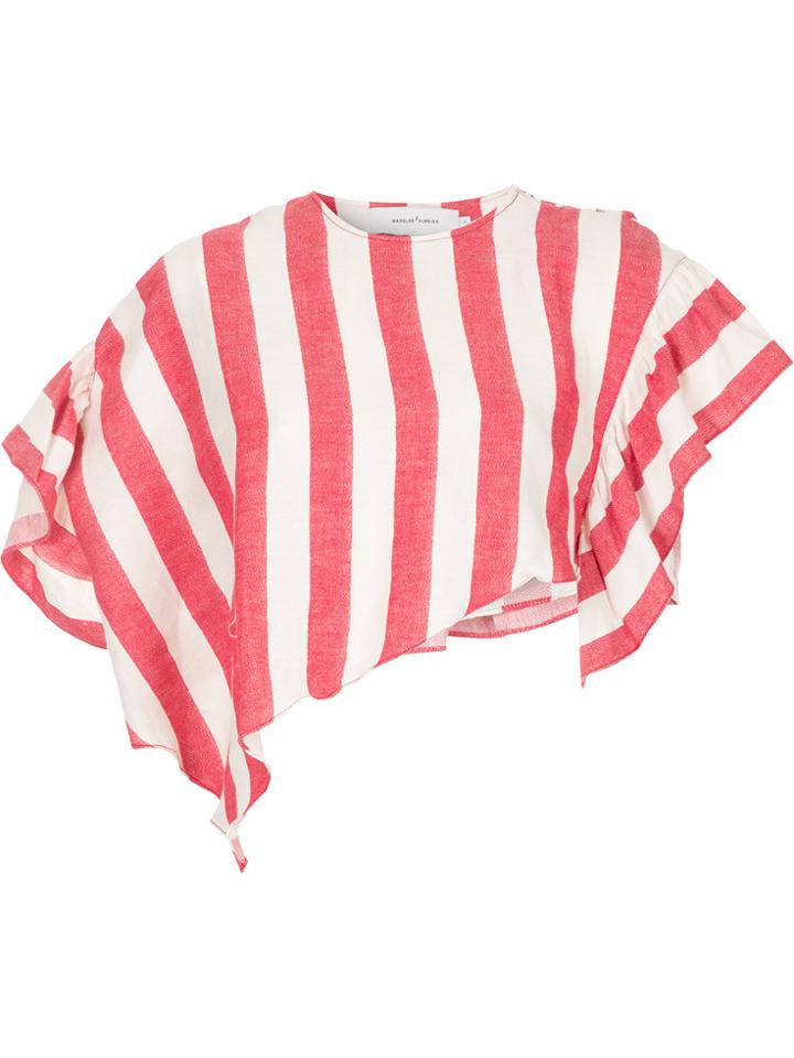 Marques'almeida Asymmetric Striped Cropped Top - Red