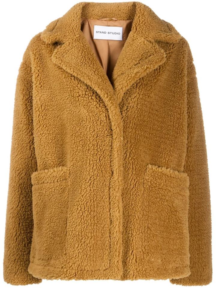 Stand Oversized Teddy Bear Jacket - Neutrals