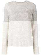 Vince Colour Block Sweater, Women's, Size: Medium, Grey, Cashmere/wool