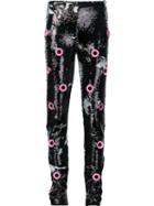 Jeremy Scott - 'holey Sequin' Trousers - Women - Polyester/rayon/other Fibres - 40, Black, Polyester/rayon/other Fibres