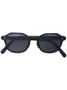 The Celect Jagged Round Frame Sunglasses - Black