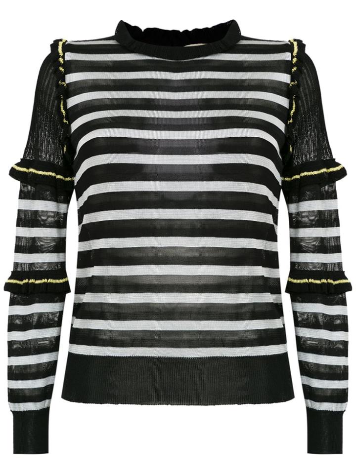 Andrea Bogosian Striped Knit Blouse - Black