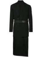 Yohji Yamamoto Layered Double-breasted Coat - Black