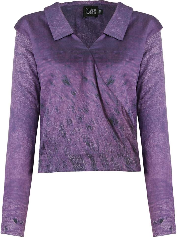 Fernanda Yamamoto V-neck Draped Shirt, Women's, Size: 37, Pink/purple, Cotton
